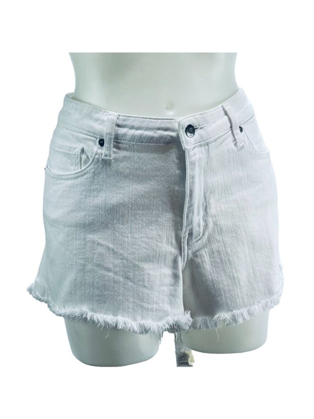 PISTOLA Women's Shorts White Cotton Denim Jean Frayed Edge Hem Stretch Size 32